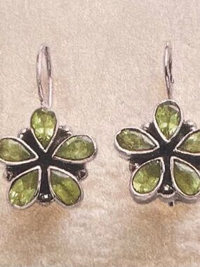 New! Peridot Flower Petal Earrings